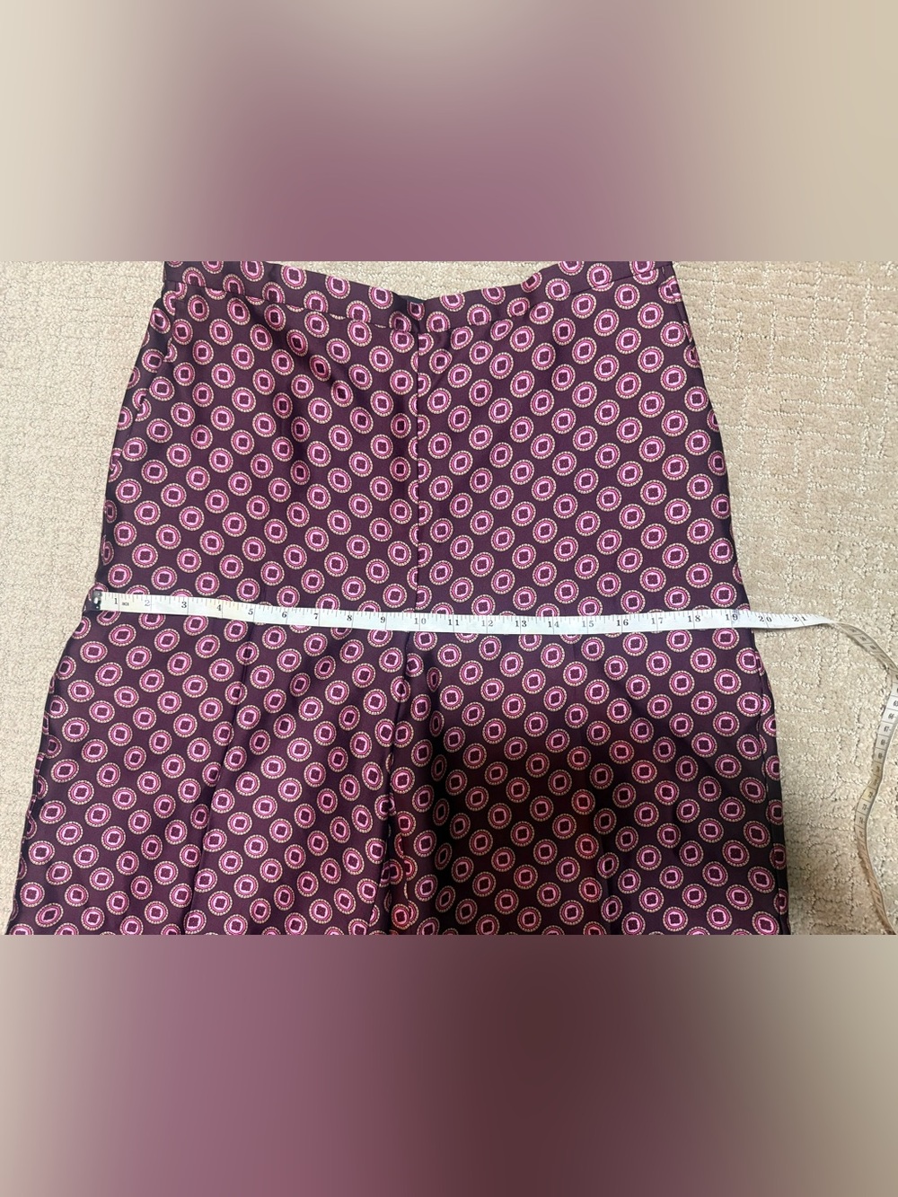 Ann Taylor Plum Geometric Wide-Leg Satin Pants - Picture 6 of 7